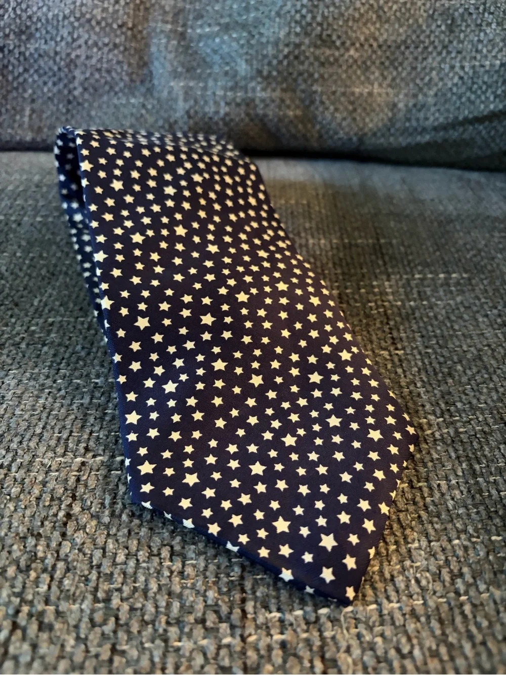 Tommy Hilfiger Navy Tie with Ivory Star Print